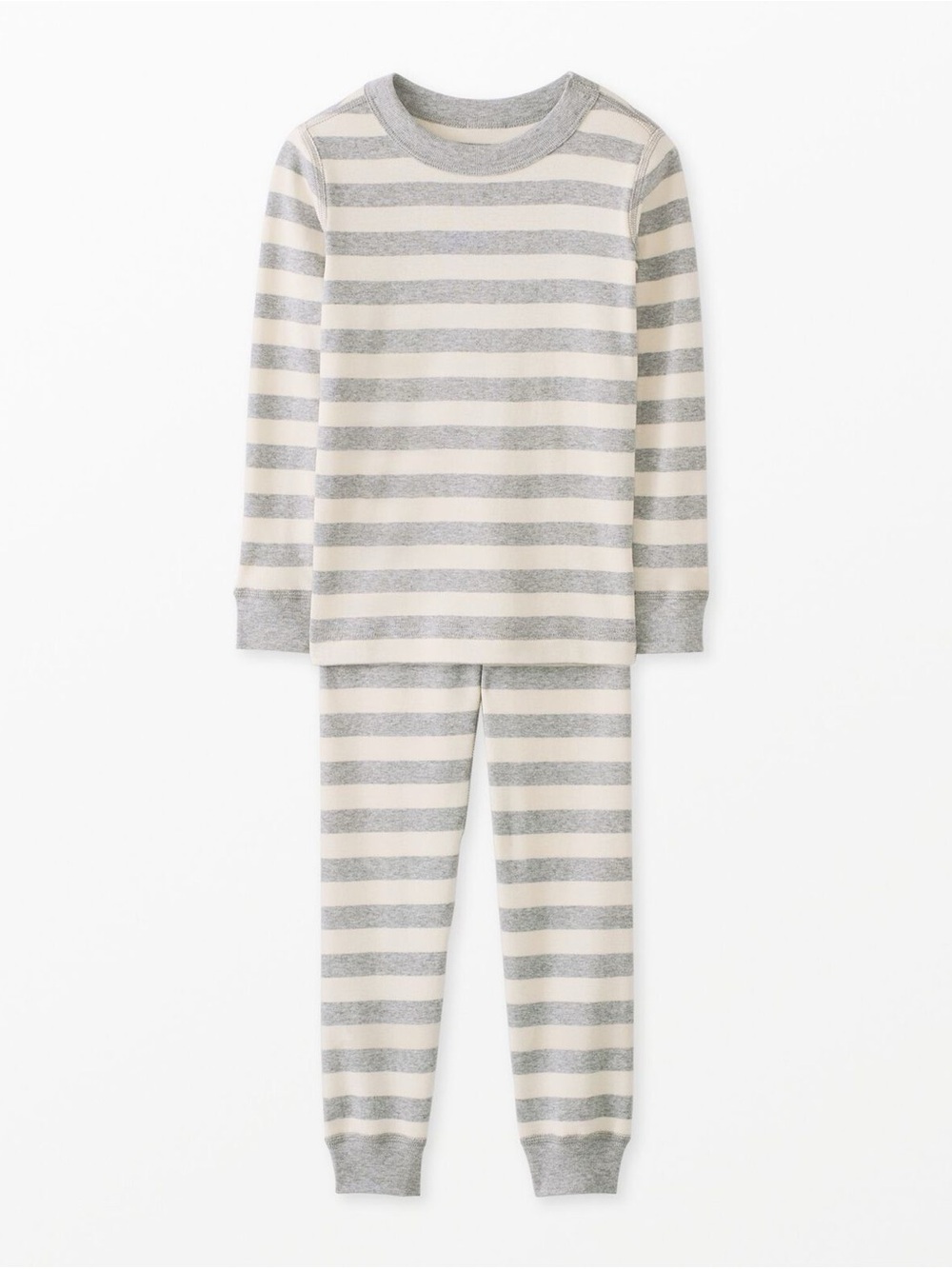 Two sets of Hanna Andersson Grey Striped Kids Pajamas, size 10 and 12. New!